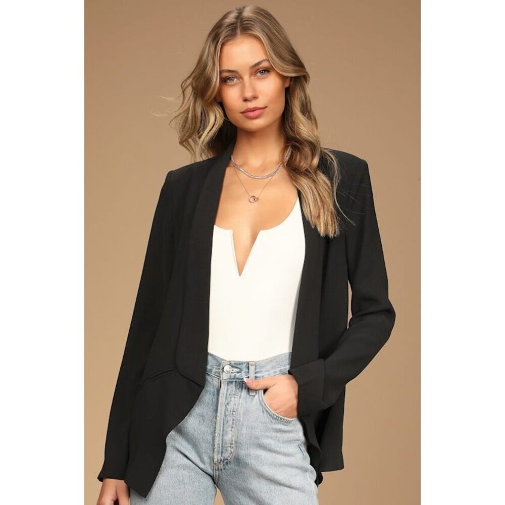 Lulus Miss Punctuality Black Lightweight Blazer - Size S